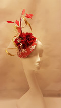 RED Fascinator Wedding Race Royal Ascot hat,ladies day out hat,Vintage inspired  - £74.32 GBP