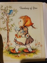 Vintage Greeting Card 1990s Made In USA Thinking About You Girl Blue Bird - $0.97