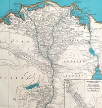 Egypt Map Nile Arabian Desert 1935 Northern Africa Atlas 14 x 11&quot; LGAD99 - £39.04 GBP