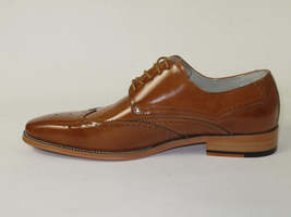Men's Giovanni Shoes High Quality Leather Wing Tip Derby LINCOLN Tan image 5