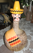 Mexican Folk Art Pottery-Man-Figural Decanter-Hand Painted-Ceramic-1960&#39;s - £9.45 GBP