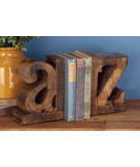 Grayson Lane A Z Bookends Set of 2 Brown Traditional 9x6&quot; Mango Wood Ind... - $641.48 MXN