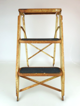 Vtg  Metal Shabby Chic 2 Step Ladder Folding Original Paint 24” H Plant Stand - £54.80 GBP