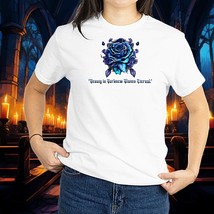 Gothic Blue Rose T-Shirt Beauty in Darkness Tee 100% Cotton L-3X Unisex - $18.80+