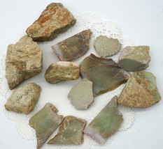 13 Pieces of Chrysoprase Rough &amp; Slices. 289 grams total - £15.95 GBP