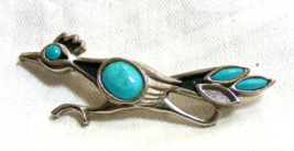 Vintage St. Labre Silver Toned Road Runner Pin Faux Turquoise Stones 15-v - $553.18 MXN