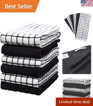 Durable Absorbent Kitchen Towel Set - 6 Black Checkered Towels, Bonus To... - $700.57 MXN