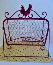 Red Rooster Metal &amp; Wire Cookbook Stand Easel CottageCore French Country Rustic - £15.02 GBP