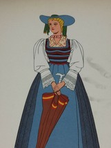Vintage Molten Tyrol Austria Costume Dress Woman Print 1939 26119 - £35.40 GBP