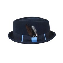Men's Broner Wool Hat diamond crown fedora THE AVENUE 73-4604 Navy image 4