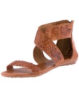Womens Mexican Huaraches Real Leather Sandals Zipper Light Brown Ankle Z... - $47.80 CAD