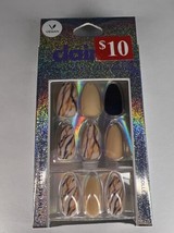 24pc Claire’s Fake False Press On Glue On Black Buff Color Marble Brown ... - $9.90