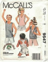 McCall&#39;s 9547 Camp Beverly Hills Boys &amp; Girls Tank Athletic Tops Pattern... - £9.18 GBP
