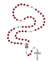 Our Lady of Guadalupe  Red Wood Beads Rosary, New. #AB-051-B - $11.99