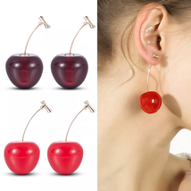 Sweet Blossom Cherry Drop Glass Earrings - Pair - £10.04 GBP