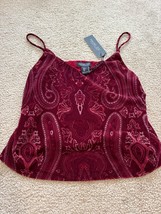 NEW Rachel Zoe sz S Velvet Paisley Print Tank Top blouse brick red lined - £19.54 GBP
