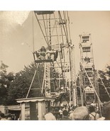 Kids Riding Ferris Wheel Fair Carnival  Found Black &amp; White Photo VTG - $10.00