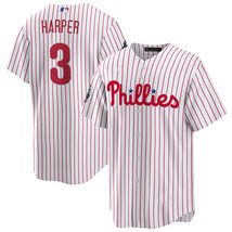 Bryce Harper #3 Philadelphia Phillies White Stripe Cool Base Stitched Jersey - $46.53+