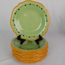 Pfaltzgraff Pistoulet Salad Plate 9&quot; Yellow Band Olive Rim Design Jana K... - £6.13 GBP
