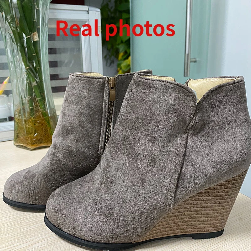 Ankle Boots Autumn Winter Women Leopard Lace Up Footwear Platform Slope High Hee - $44.99