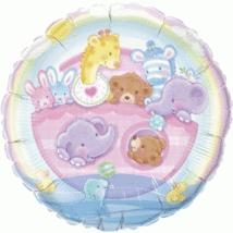 Baby Shower Pastel Rainbow Baby Animals Foil Mylar Balloon Party Supplies New - $3.25