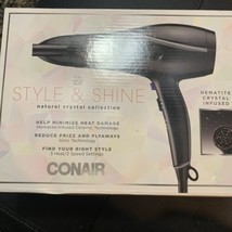 Conair 1875 Watt Style and Shine Hair Dryer Black Natural Crystal Collection - $24.99