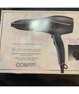 Conair 1875 Watt Style and Shine Hair Dryer Black Natural Crystal Collec... - £19.53 GBP