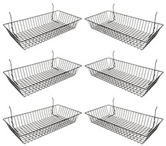 Only Garment Racks #5624B (Pack of 6) Black Wire Baskets for Grid Wall and Slat  - $58.95+