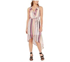 BCX Junior Womens XS Pink Blue Multi Stripe Hi Low Faux Wrap Belt Maxi Dress NWT - £16.27 GBP