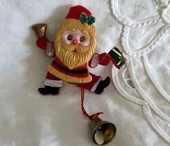 Vintage Dancing Santa Claus Pin Brooch Red Plastic Bell Pull String Slee... - $348.95 MXN
