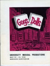Guys &amp; Dolls Souvenir Program Ohio State University 1958 Mershon Auditorium - £13.99 GBP