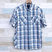 5.11 Tactical Short Sleeve Snap Button Shirt Blue Plaid Workwear Mens Medium - $34.64