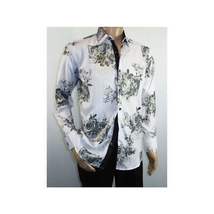 Men Sports Shirt by DE-NIKO Long Sleeves Fashion Print Soft Modal 2007020 White image 9