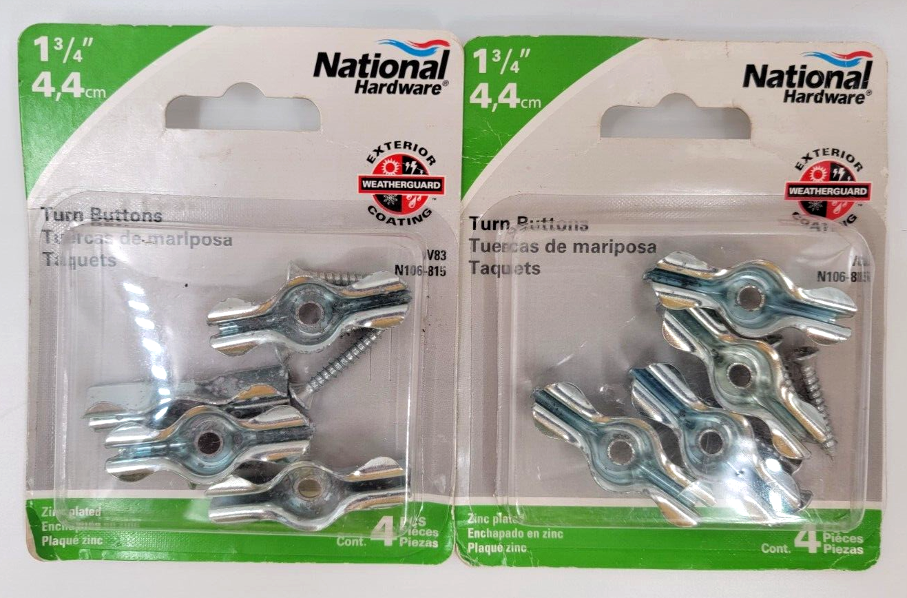 Primary image for National Hardware V83 1-3/4" Turn Buttons Double Wing Clips 4 Packs Lot of 2 