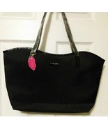 LANCOME Paris Black Large Nylon Tote Bag Eiffel Tower Prints Pink Lip Ch... - €17,91 EUR