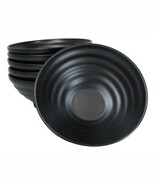 Pack Of 6 Contemporary Ridged Matte Black Melamine Round Ramen Soup Bowl... - $88.84 CAD