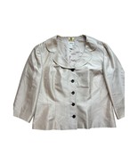 Talbots 100% Silk Beige Button Cardigan Blazer Jacket 14 Peter Pan Colla... - $916.72 MXN