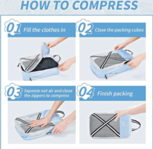 6 Set Compression Packing Cube Bags Travel Storage Bags for Luggage BLUE image 8