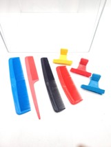 Lot Vintage Hair Stylist Barber Plastic Pocket Hair Combs Clips Retro - $14.95