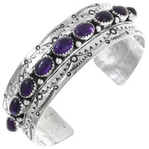 Southwest Native Style Amethyst Gems Bracelet, Sterling Silver Cuff, Womens s6-7 - £255.07 GBP+