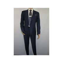 Men Suit BERLUSCONI Turkey 100% Soft Italian Wool Super 180's #Ber28 Navy Blue image 3