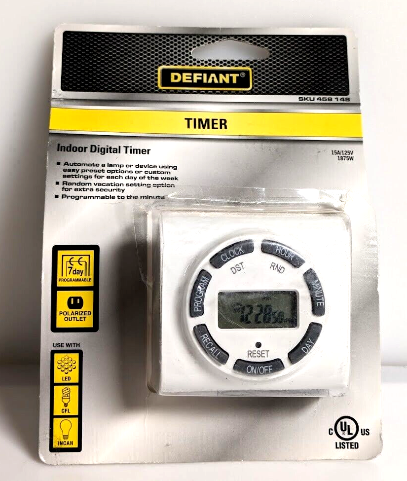 Defiant Indoor 7-day Programmable Digital Polarized Timer 15 Amp White (49809DI) - $10.88