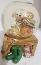 Vintage Fishing Theme with Dalmations Musical Water Globe Fishing Gear W... - $19.40