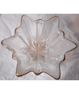 Home Beautiful Glass Candle Holder Dish Star Gold Rim Cut Bark Design 5 ... - £24.13 GBP