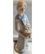 Porcelain Figurine Girl With Basket of Wildflowers - $22.77 CAD