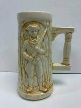 1776 Minute Man Wood/Log Look Ceramic/Porcelain Beer Mug/Stein, 8&quot; Tall, Used - £9.95 GBP