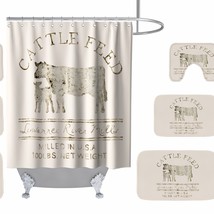 Farmhouse Cattle Feed Cow Bathroom Set with Shower Curtain and Rug - $1,542.22 MXN