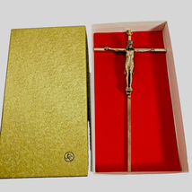 Wall Cross with Jesus INRI 10 inch Original Box JJC Metal Made in USA Vintage - £6.13 GBP