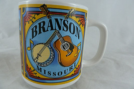 Branson Missouri Cup Coffee Mug Music Americana Souvenir 1993 Banjo &amp; Guitar - £7.77 GBP
