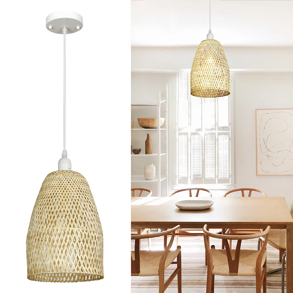 Depuley Hand-Woven Pendant Light Rattan Hanging Ceiling Lamp Adjustable  Woven B - £151.36 GBP